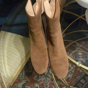 J crew almond colored suede ankle boots